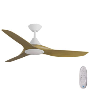 Calibo CloudFan SMART DC Ceiling Fan with LED Light - White with Teak Blades Style 52"