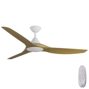 Calibo CloudFan SMART DC Ceiling Fan with LED Light - White with Teak Blades 60"