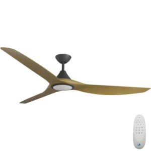 Calibo CloudFan SMART DC Ceiling Fan with LED Light - Black with Teak Blades 72"