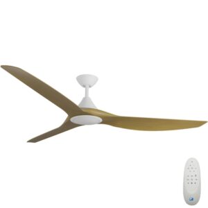 Calibo CloudFan SMART DC Ceiling Fan with LED Light - White with Teak Blades 72"