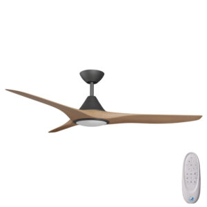Calibo CloudFan SMART DC Ceiling Fan with LED Light - Black with Teak Blades 52"