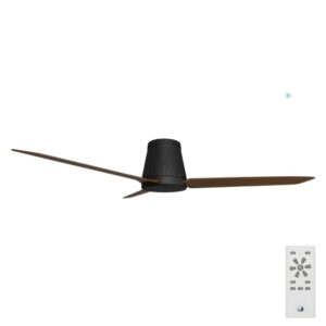 Airborne Profile DC Ceiling Fan with LED Light - Black with Koa Blades 50"