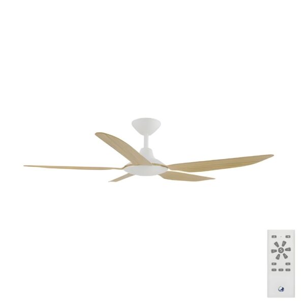 Calibo Storm DC Ceiling Fan - White with Bamboo Blades 52"