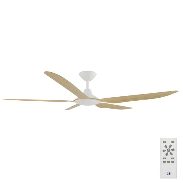 Calibo Storm DC Ceiling Fan - White with Bamboo Blades 56"