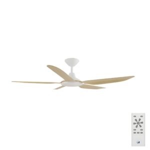 Calibo Storm DC Ceiling Fan with LED Light - White with Bamboo Blades 52"