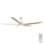 Calibo Storm DC Ceiling Fan with LED Light - White with Bamboo Blades 56"