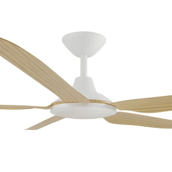 Calibo Storm DC Ceiling Fan with LED Light - White with Bamboo Blades 56"